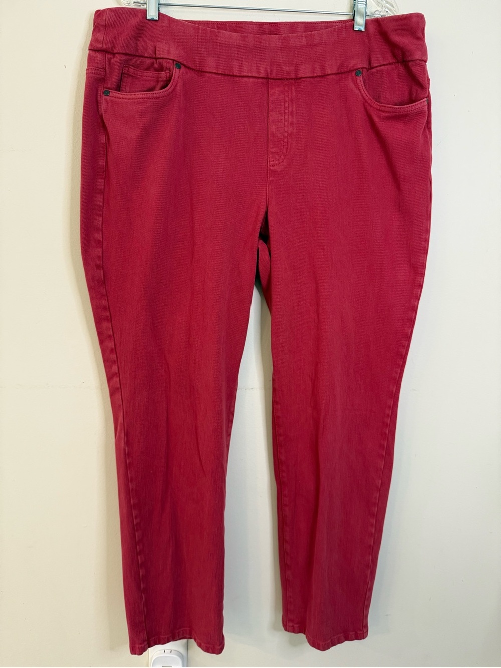 Coldwater Creek red knit denim mid rise slim leg jeggings SZ 18W